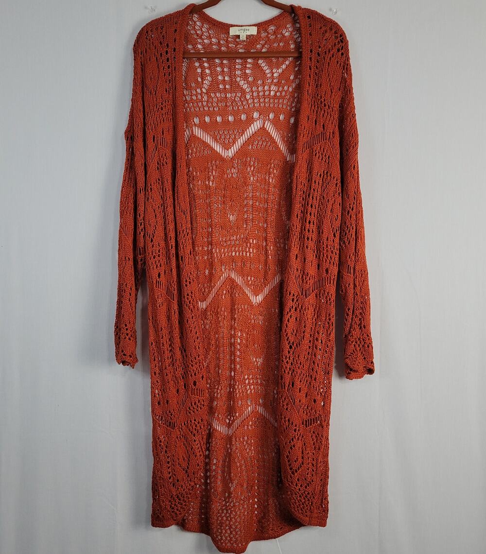 Umgee Open Knit Longline Open Front Cardigan sz M/L Festival Rodeo Country Boho